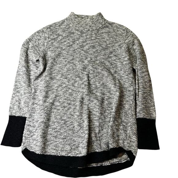 LL BEAN Gray marl Mock neck linen cotton blend sweater Size Medium - Picture 8 of 8